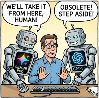 Conceptual illustration showing a robotic arm confidently placing a perfectly calculated Form 8621 onto a desk, pushing aside a human accountant's hand and calculator.