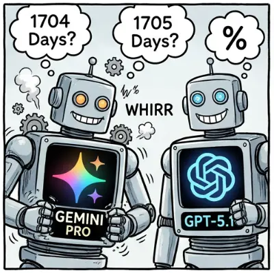 Illustration showing the difference in day counting methods between Gemini and GPT.