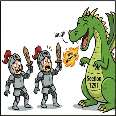 Illustration of PFIC.xyz as a modern algorithmic engine dismantling the complex Section 1291 math monster