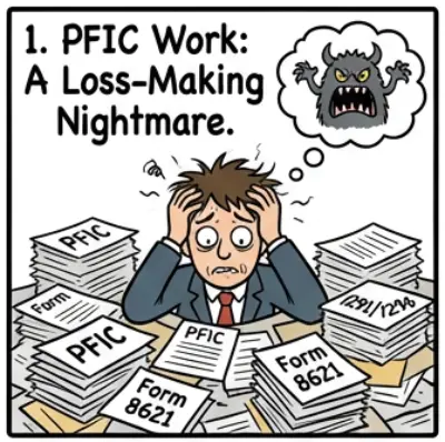 Conceptual illustration showing the imbalance between low billable hours and high professional liability in PFIC work