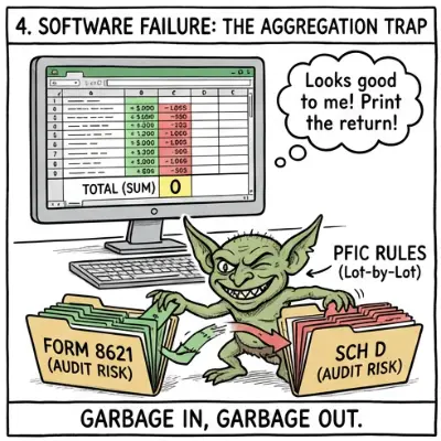 Illustration of Excel incorrectly netting positive and negative rows