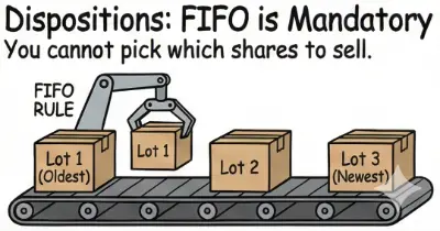FIFO queue illustration showing earliest PFIC shares being sold first according to §1291 regulations