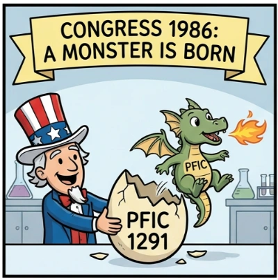 Illustration of IRS Section 1291 as a punitive deterrence mechanism, designed to scare U.S. investors away from foreign funds