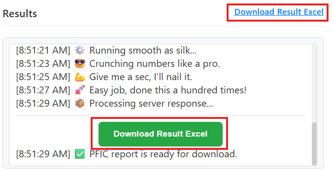 Download Result Excel Button