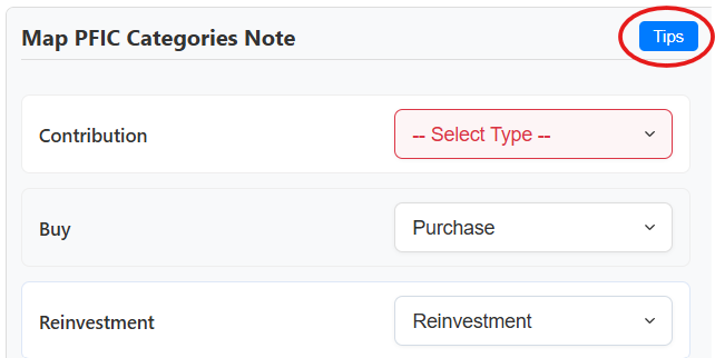Transaction Category Options